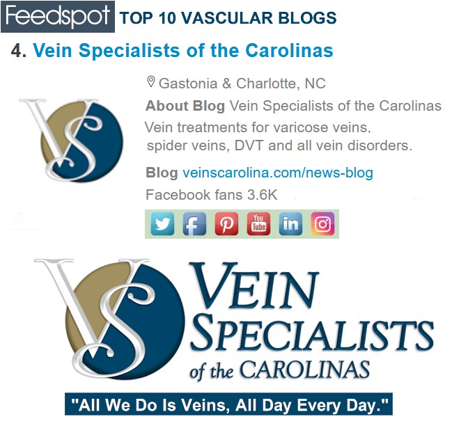 Vein Specialists of the Carolinas – Recognized Top 10 Vascular Surgery Blogs by Feedspot