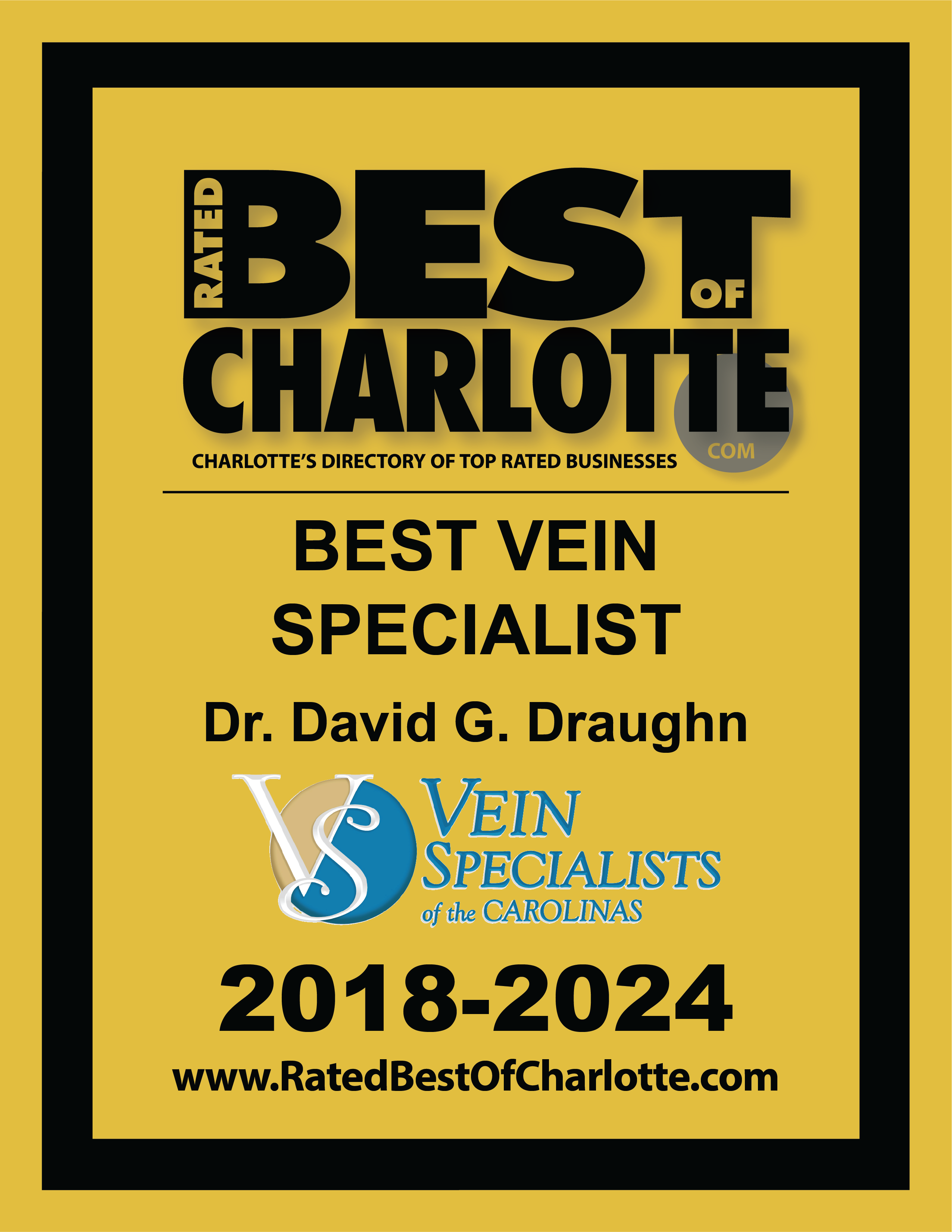Rated Best of Charlotte Vein Specialist for 6 Years Straight!